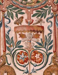 Hiippakuntamuseo. Flaamilainen kuvakudos. Bryssel. François Geubelsin työhuone. Sarja Gideonin tarina. Israelilaiset luovuttavat Gideonille oman osuutensa sotasaaliista. Silkkiä ja villaa. Piispan testamenttilahjoitus.