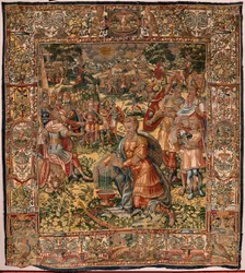 Hiippakunnan museo (Museo Diocesano). Flanderin kuvakudos. Bryssel. Atelier François Geubels. Sarjan tarina Gideonista. Villafleecen (Prueba del vellón de lana) ihme. Silkki ja villa. Piispa Vicente Roca de la Sernan testamentti. Barokki. 1534-1571, i