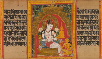Bodhisattva Avalokiteshvara selittää dharmaa harrastajalle..., 1100-luvun alku.