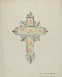 Tin & Wall Paper Cross, c. 1937.