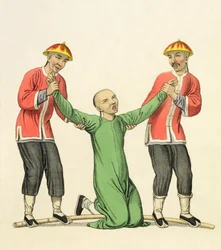 Punishing an Interpreter, levy 8 teoksesta "The Punishments of China", kaivertanut J. Dadley