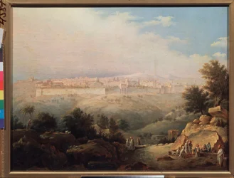 Näkymä Jerusalemista (Israel) (Näkymä Jerusalemista) - Maksim Nikiphorovich Vorobjevin (Vorobiev) (1787-1855) maalaus, öljy kankaalle