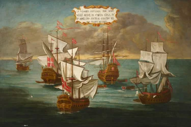 Ritarikunnan laivue, Frere Giuseppe de Langun komennossa, valmistautumassa taisteluun Karthagen edustalla