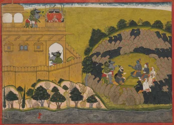 Rama vapauttaa Demon Spies Shuka ja Sarana: Folio from the Siege of Lanka -sarjasta, noin 1725.