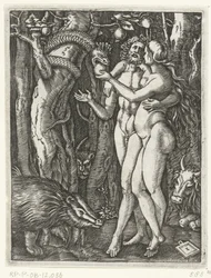 Aadam ja Eeva syntiinlankeemuksessa paratiisissa Passion of Christ (sarjan nimi)