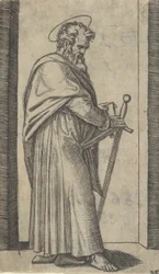 Pyhä Paavali, miekka oikeassa kädessään, sarjasta "Piccoli Santi" Small Saint..., n. 1500-1527.