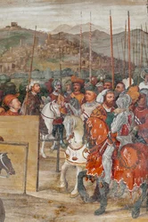 Yksityiskohta tanskalaisen Christian I:n vierailusta Bartolomeo Colleonin kunniahuoneeseen