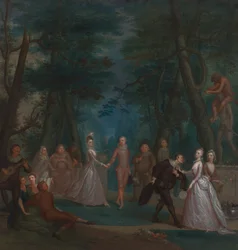 Näkymä puistossa Commedia dell