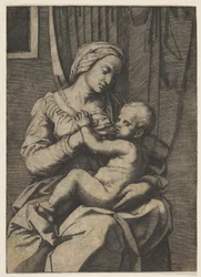 Neitsyt imettävä Kristus-lapsi sylissään, 1515-20.