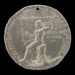 Palkittu figuuri pitelee luotiviivaa [käänteinen], 1454 tai sen jälkeen.