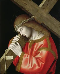 Kristus kantamassa ristiään
