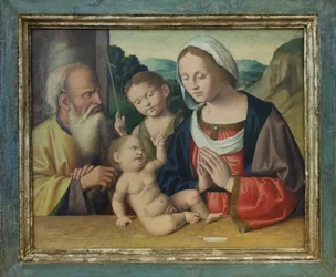 Pyhä perhe ja Johannes Kastaja, noin 1525-39 (öljy paneelille).