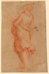 Piirros, Nuori nainen (Pyhä Maria Magdaleena ristin alla), 1550-75.