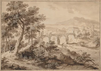 Maisema sillan kanssa, 1700-1729.