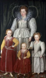Muotokuva Anne, Lady Pope (1561-1625) ja hänen lapsensa.