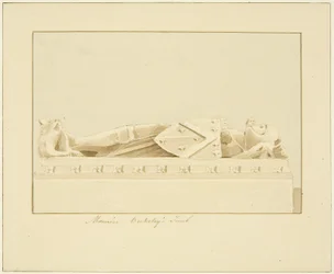 Effigy of Maurice, 7. Earl of Berkeley, Bristolin katedraalissa (kynä ja akvarelli paperille)