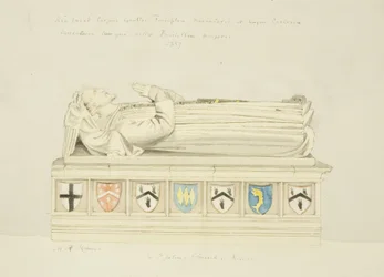 Kuva Walter Framptonin haudalla Pyhän Johanneksen kirkossa (kynä ja akvarelli paperille)