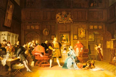 Henrik VIII ja Anne Boleyn kuningatar Katariinan tarkkailemina, 1870