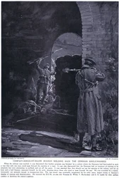 Komppanian vääpeli Seaman sai kunniamerkin saksalaisten hyökkäyksen torjumisesta yksin helmikuussa 1915 (litografia).
