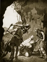 Konstantin II tanskalaisten surmaama, 881 jKr., kuvitus teoksesta 