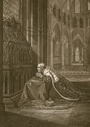 Lewis VII, Ranskan kuningas, ennen Beckettin hautaa, kaivertanut W. Sharp, kuvitus David Humen teoksesta Englannin historia, pub. R. Bowyer, Lontoo, 1812