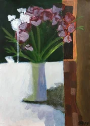 Still Life with Flowers Bordeaux, 2019 (akryyli ja akvarelli paperille)