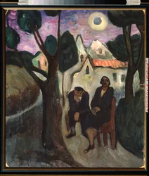 Auringonpimennys - Marianne Von Werefkinin (1860-1938) maalaus, öljy kankaalle, noin 1910, venäläinen taide, 1900-luku, ekspressionismi - Yksityiskokoelma