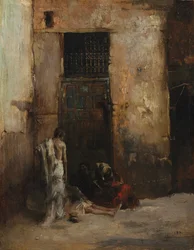 Kerjäläisiä ovella, 1870.