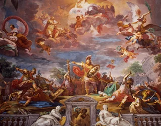 Marcus Furius Camillus rikkoo sopimuksen gallialaisten kanssa, sisääntuloaula, Galleria Borghese