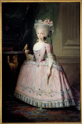 Carlota Joaquinan (1775-1830) muotokuva jalassa. Espanjan lapsi ja Portugalin kuningatar Mariano Maellan (1739-1819) maalaus (esp.) 1700-luvun su. 1,77 x 1,16 m Madrid, Pradon museo – Charlotte Joaquinan (1775-1830) prinsessan täyspitkä muotokuva
