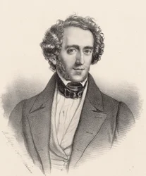 Pianisti ja säveltäjä Felix Mendelssohn Bartholdyn muotokuva 1809-1847.