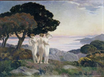 Emile rene Menardin (1861-1930) maalaus Kolme armoa 1900-luku Pakollinen maininta: Kokoelman perusta terveisin de Provence, Marseille