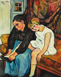 Isoäiti pukee kenkiä pikkutytölle, 1931
