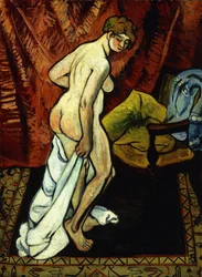 Seisova alaston pyyhkeen kanssa, 1919