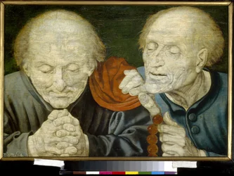 Kaksi vanhaa miestä (Kaksi vanhaa miestä). Marinus Claeszoon van Reymerswaelen maalaus (noin 1490-1567 jälkeen), öljy puulle. 1500-luvun hollantilainen taide. Valtion A. Pushkinin kuvataidemuseo, Moskova.