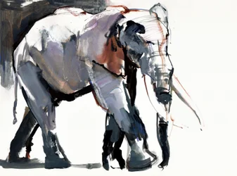 African Elephant, 2012, (sekoitettu media paperille)