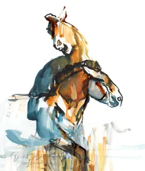 Paleoliittinen (Przewalski), 2013 (sennelier-muste, akvarelli ja guassi).