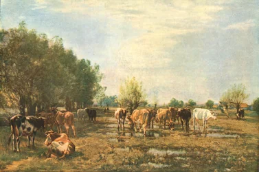 Fen Meadows karjan kanssa, 1877, c1930.