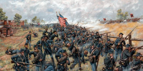 The Brickyard Fight 154th New York Infantry at Gettysburg, 2024 (Öljy kankaalle)