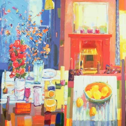 Kaksi pöytää, 2001 (akryyli kankaalle)