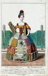 Metier: Kirjanside. Kaiverrus Martin Engelbrecht (1684-1756), "" Uusi kokoonpano of the manouvries habilles"" 17th century, Saksa. Pariisi, koristetaide