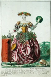 Apteekin vaimo, n. 1735 (värikaiverrus)