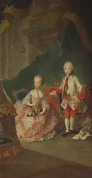 Itävallan keisarinna Maria Teresan (1717-80) Leopoldin (1747-92) (myöhemmin keisari Leopold II) ja hänen sisarensa prinsessa Maria Christinen (Albin perustajan Albert Sachsen-Teschenin myöhempi vaimo) kaksi lasta