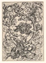 Ornamentti pöllöllä, jota päivälinnut pilkkaavat, n. 1435-1491.