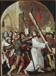 Ratsuväki. Martin Schongauerin (1453-1491) maalaus. Colmar, Unterlindenin museo