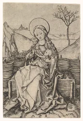 Neitsyt ja lapsi ruohopenkillä, n. 1435-1491.