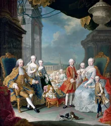 Maria Theresia Itävalta ja Francis I lastensa kanssa