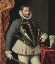 Rudolf II (roomalaisten keisari) - Itävallan Rudolf II:n (1552-1612), Rotan, Martinon (n. 1520-1583) Pyhän Rooman keisarin muotokuva. Öljy kankaalle, koko: 112x98.5, , Yksityiskokoelma