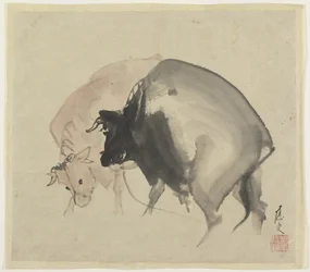 Two Bulls, n. 1810 (muste ja värit paperille)