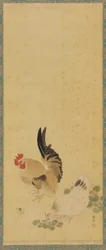 Kukko, kana ja tipu, Edo-kausi, 1700-luku.